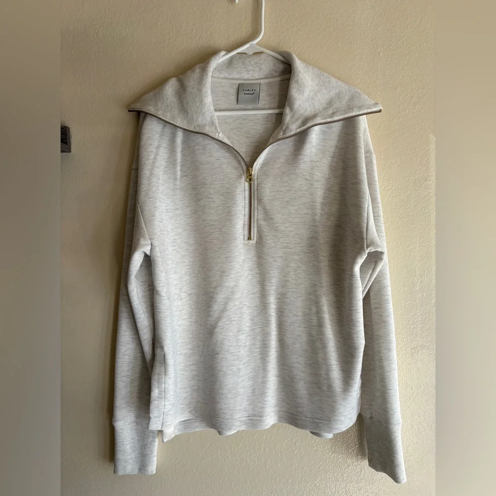 Varley Larson Ivory Marl Half-Zip Sweater - Picture 9 of 16
